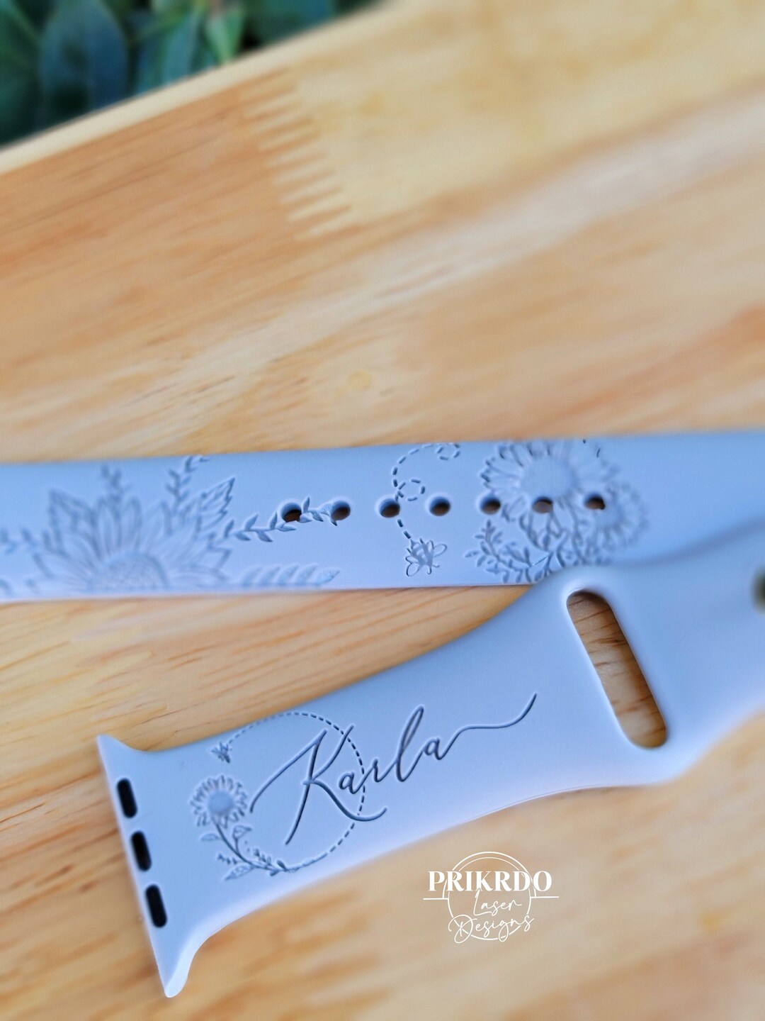 Laser Carved Embossed Brocade Sunflower Silicone Strap (Watch not Included)