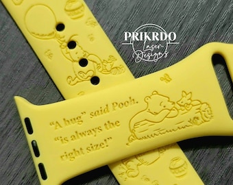 Klassisches Winnie the Pooh inspiriertes graviertes Uhrenarmband kompatibel für die &quot;A&quot; Smartwatch
