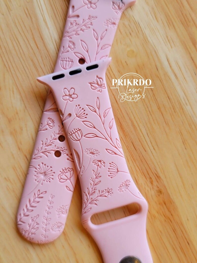 Wildflowers Engraved Watch Band Compatible for the Etsy