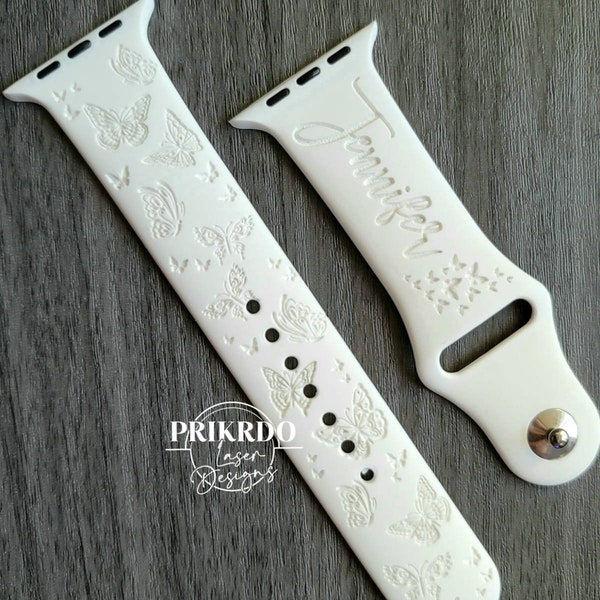 Butterfly + name Engraved Watch Band compatible for the "A" Smartwatch butterfly Inspired