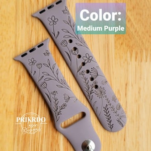 Wildflowers Engraved Watch Band compatible for the "A" Smartwatch - Wildflower Inspired
