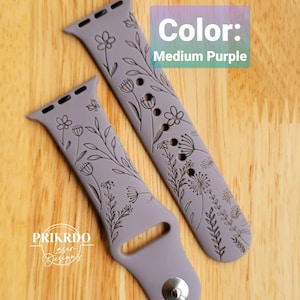 Wildflowers Engraved Watch Band compatible for the "A" Smartwatch - Wildflower Inspired