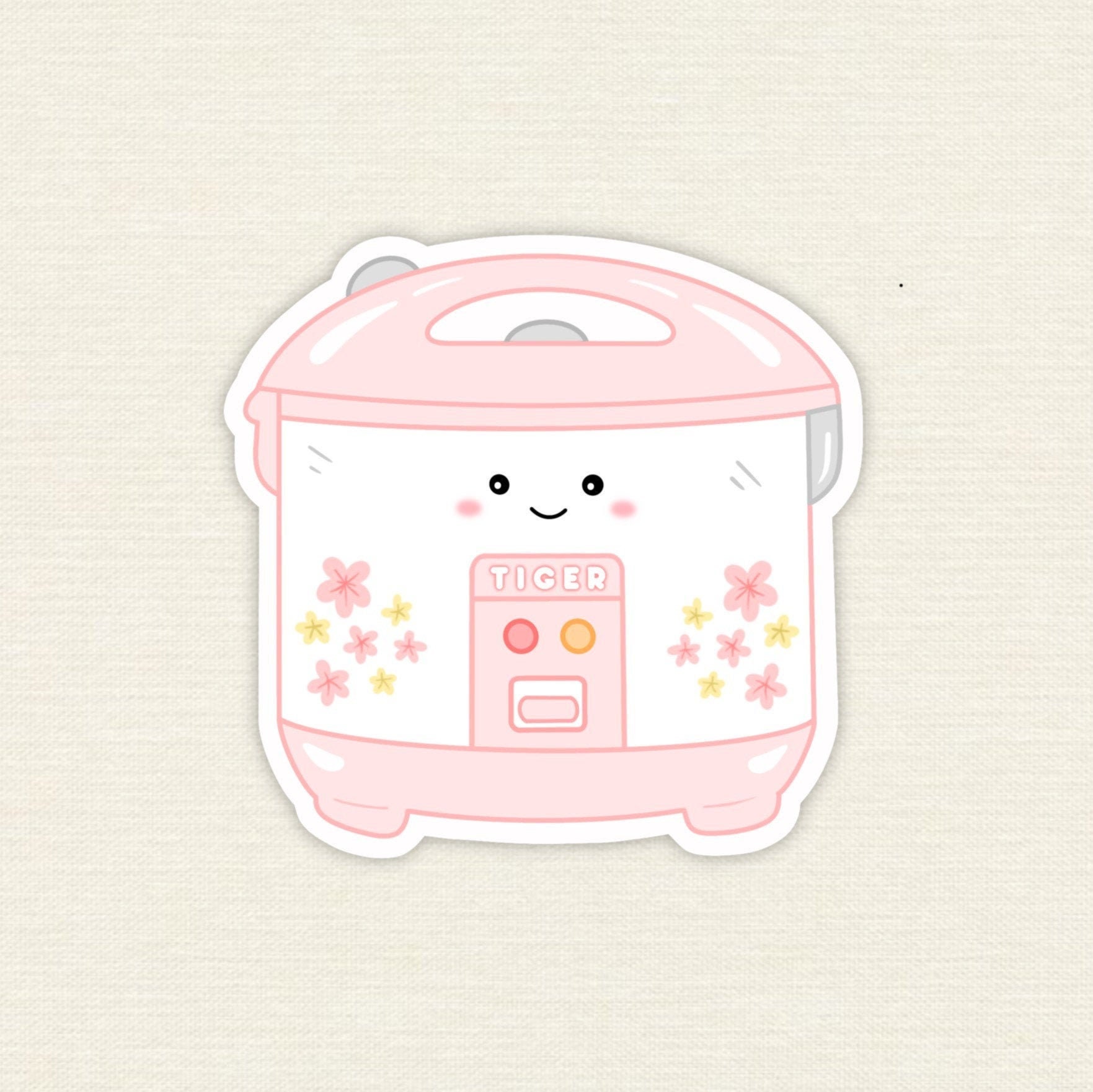 Cute Rice Cooker Sticker Kawaii Pink Tiger Rice Sticker Etsy