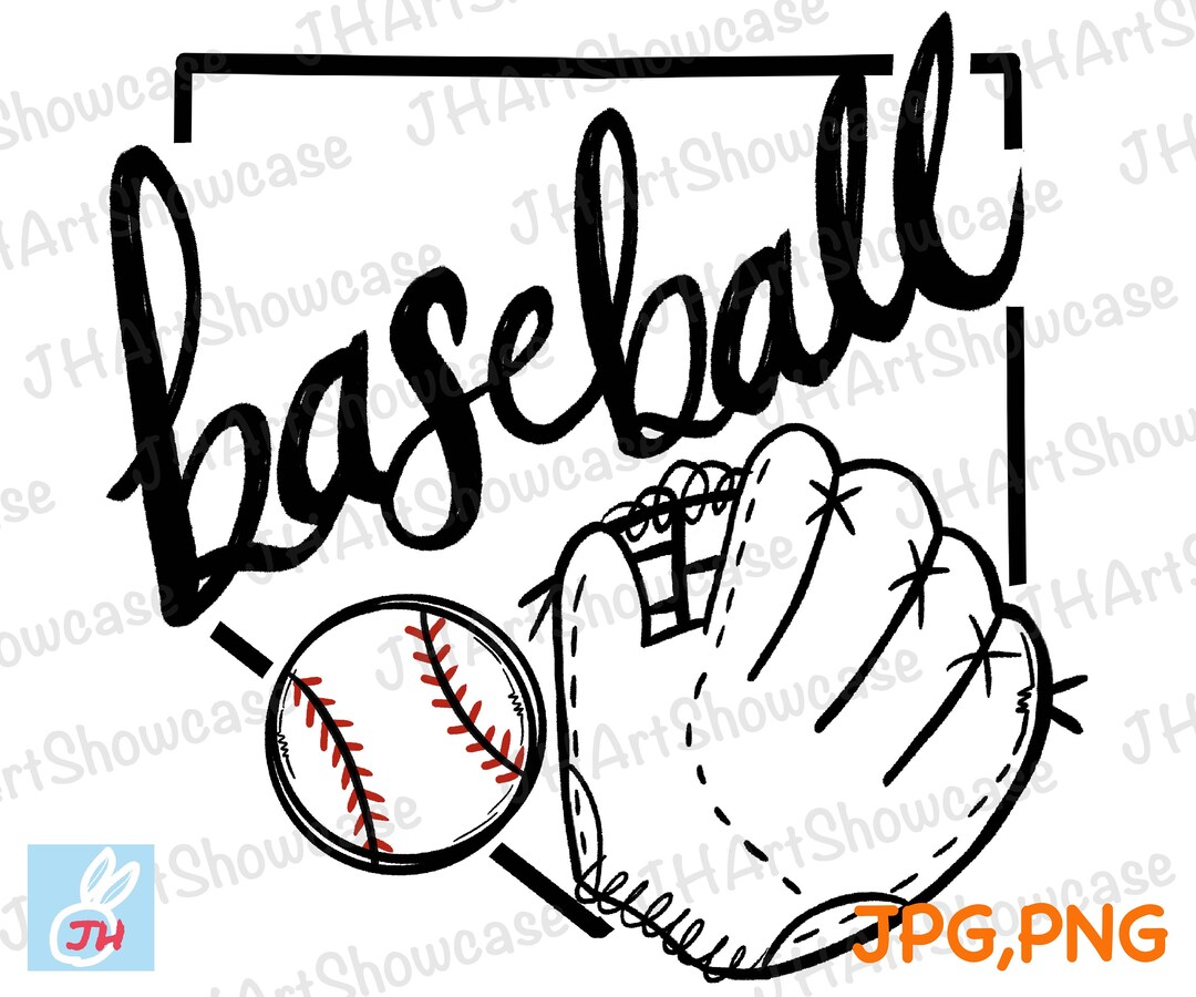Baseball &amp; Baseball Glove Png | Baseball Printable | Hand Drawn Cute ...