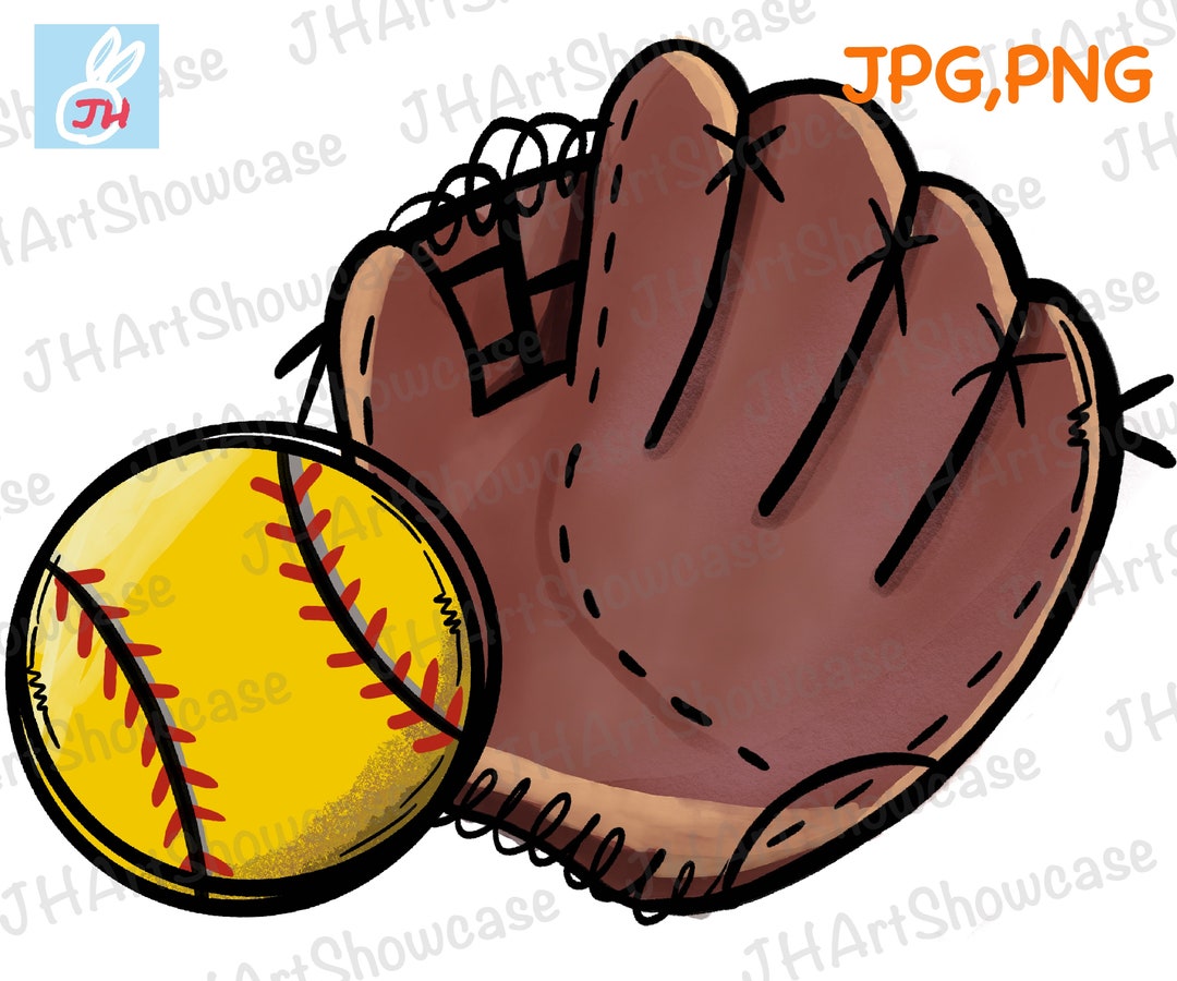 Softball & Glove Png Softball Printable Hand Drawn Cute Softball for