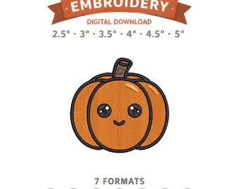 Happy Pumpkin Embroidery Design File | Digital Download | 6 Sizes & 7 Formats Included