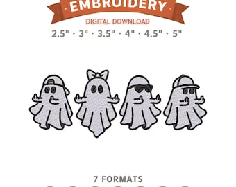 Halloween Ghost Squad Embroidery Design File | Digital Download | 6 Sizes & 7 Formats Included