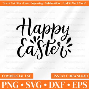 Happy Easter Cursive Svg Png Eps Dxf | Cute Easter Cut File | Spring Cricut & Silhouette Design | Easter Shirt Design | Instant Download