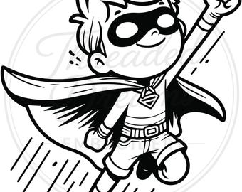Kid Superhero Svg Png: Minimalist Black And White For Cricut
