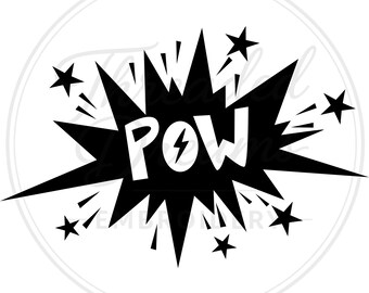 POW Superhero Svg Png: Minimalist Black And White For Cricut