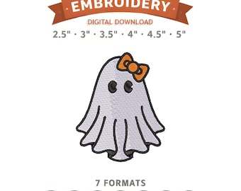 Girl Ghost Embroidery Design File | Digital Download | 6 Sizes & 7 Formats Included