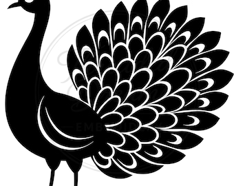 Peacock Silhouette Svg Png: Minimalist Black And White For Cricut