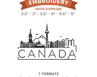 Canada Skyline Embroidery Design File | Digital Download | 6 Sizes & 7 Formats Included