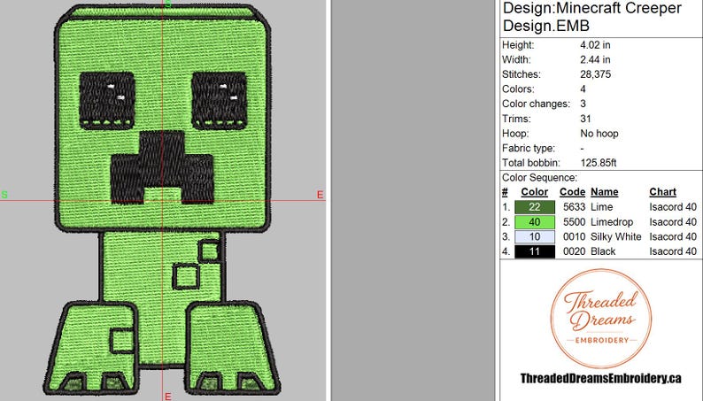 Minecraft Embroidery Pattern Video Game Creeper Embroidery Design File | Digital Download | 6 Sizes ...
