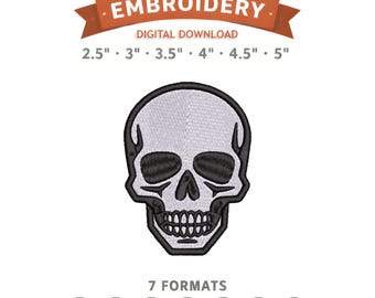 Skull Embroidery Design File | Digital Download | 6 Sizes & 7 Formats Included