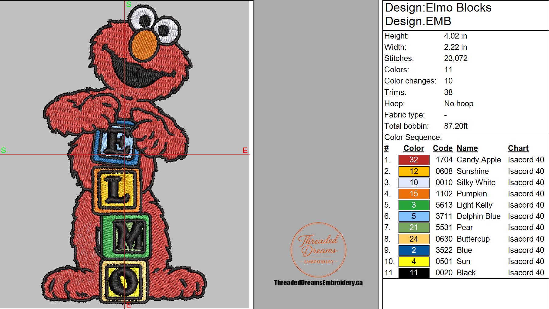 Elmo Ribbon Pattern Elmo Blocks Embroidery Design File | Digital Download | 6 Sizes & 7 ...