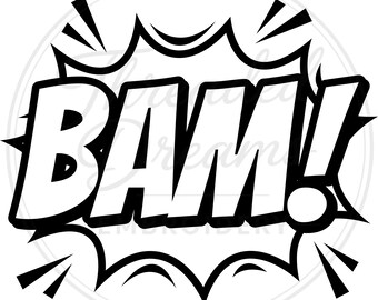 BAM Superhero Svg Png: Minimalist Black And White For Cricut