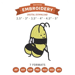 Arquivo de Bordado de Bunda de Abelha | Download Digital | 6 Tamanhos e 7 Formatos Inclusos