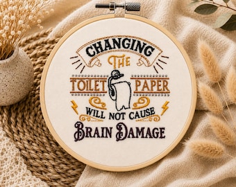 Humorous Bathroom Quote Embroidery Hoop Wall Art, 6 Inch Embroidery Decor, Unique Home Decor Gift, Embroidered Wall Hanging