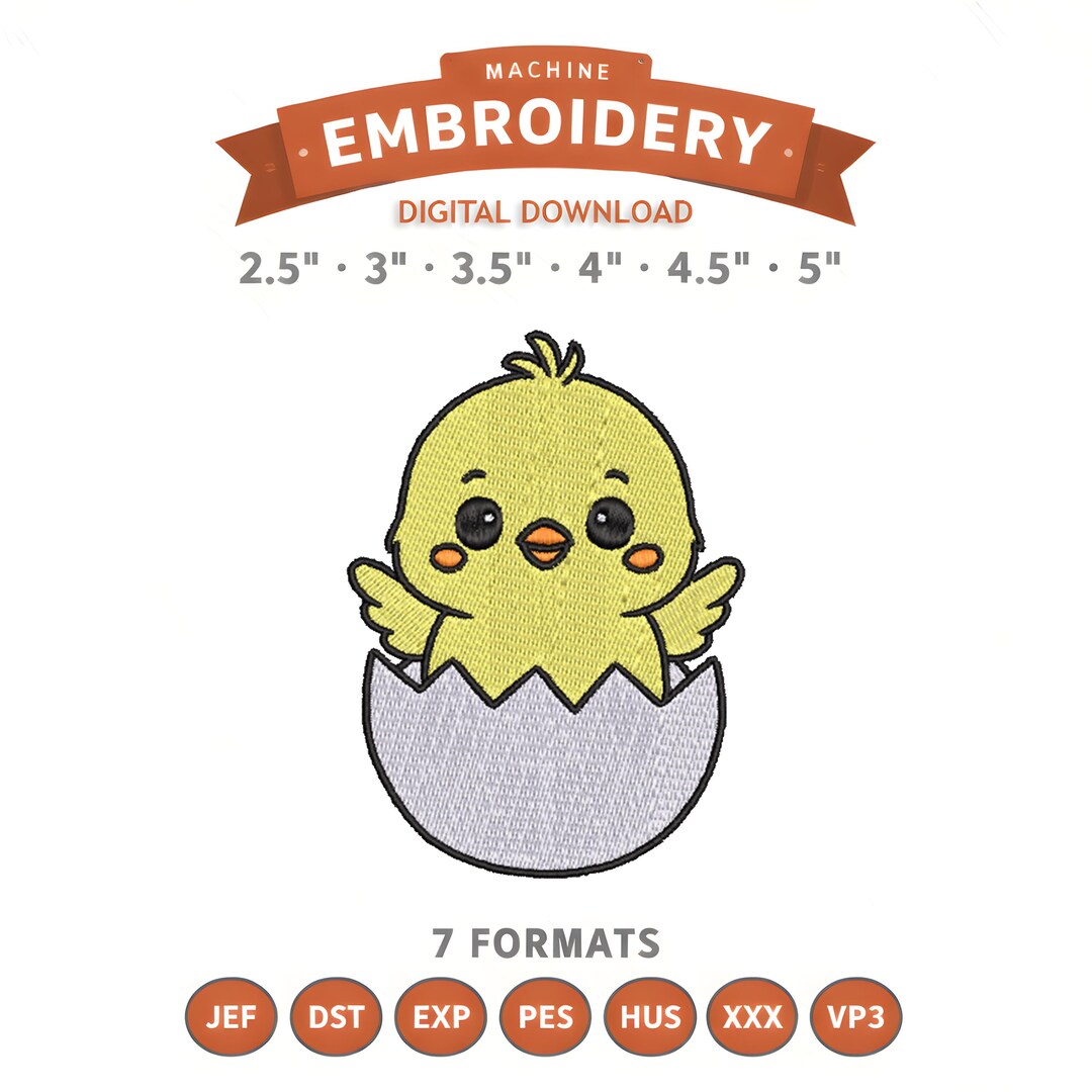 Chick Hatching Embroidery Design File | Digital Download | 6 Sizes & 7 ...