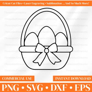 Schattig paasmandje in lentestijl (SVG, PNG, EPS, DXF) | Snijbestand voor paasmandje | Cricut Silhouette knutselontwerp | Direct downloaden