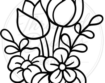 Flower Bunch Svg Png: Clean Design For Cut Files