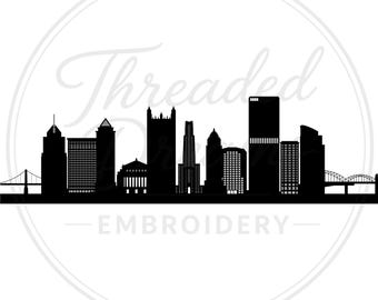 Pittsburgh Skyline Svg Png: Bold Cut File For Scrapbooking