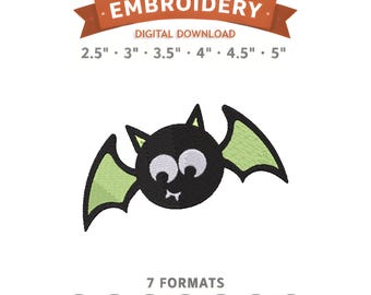 Happy Halloween Bat Embroidery Design File | Digital Download | 6 Sizes & 7 Formats Included