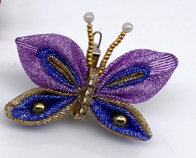 Butterfly in PurpleBlueGold princess intricate rhinestone and metal detailing Dogs and girls show shih tzu yorkie biewer maltese havanese