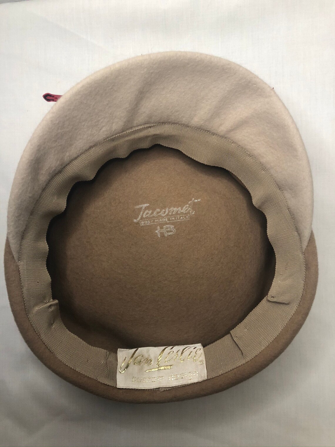 Jan Leslie Custom Design Hat with Red Leather trim bow Etsy