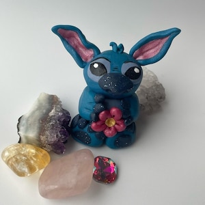 Polymer Clay Floral Blue Alien Sculpture