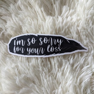 Feather sticker, Sabrina Carpenter sticker, songtekst, het spijt me zo voor je verlies sticker, breakup sticker, cadeau voor breakup