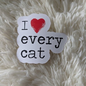 Amo cada pegatina de gato, regalo de mamá gato, regalo de papá gato, regalo de amante de los gatos, pegatina de amante de los gatos, pegatina de caridad