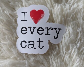 I Love Every Cat sticker, cat mom gift, cat dad gift, cat lover gift, cat lover sticker, charity sticker