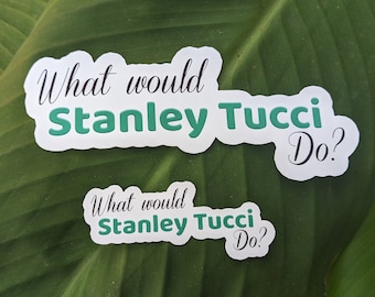 Pegatina de Stanley Tucci, pegatina de El diablo viste de Prada, ¿Qué haría Stanley Tucci?, pegatina divertida, decoración Hydroflask