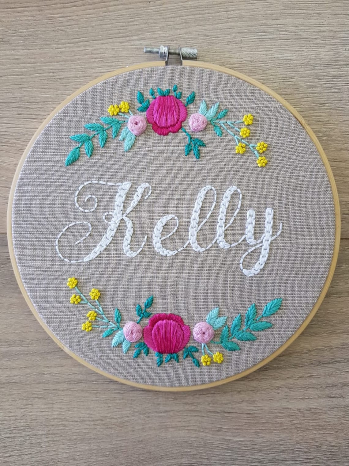 Custom Floral Name 20 cm Hand Embroidery Handmade Gift | Etsy