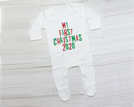 baby's 1st christmas sleepsuits
