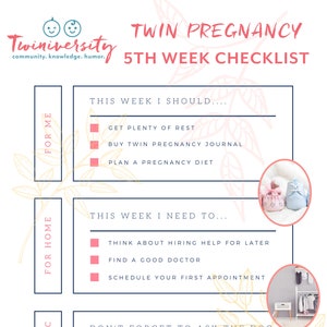 Twin Pregnancy Checklist INSTANT DOWNLOAD 34 pages from 5 weeks pregnant to 38 weeks pregnant image 2