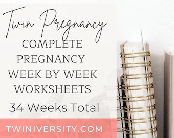 FULL Twin Pregnancy Week-by Week Checklist Bundle, Twin Pregnant worksheets, Expecting Twins Checklists