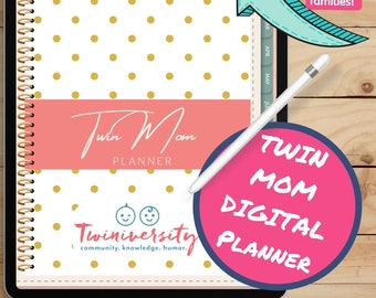 Twin Mom Digital Planner. Goodnotes Planner. Twins Daily Log