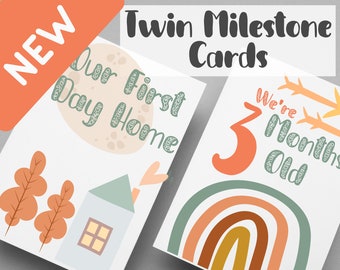 Twins Baby Milestone Cards - INSTANT DOWNLOAD - for Your Twins' First Year Memories