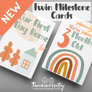 Cartes jalons bébé jumeaux - TÉLÉCHARGEMENT INSTANTANÉ - pour les souvenirs de la première année de vos jumeaux