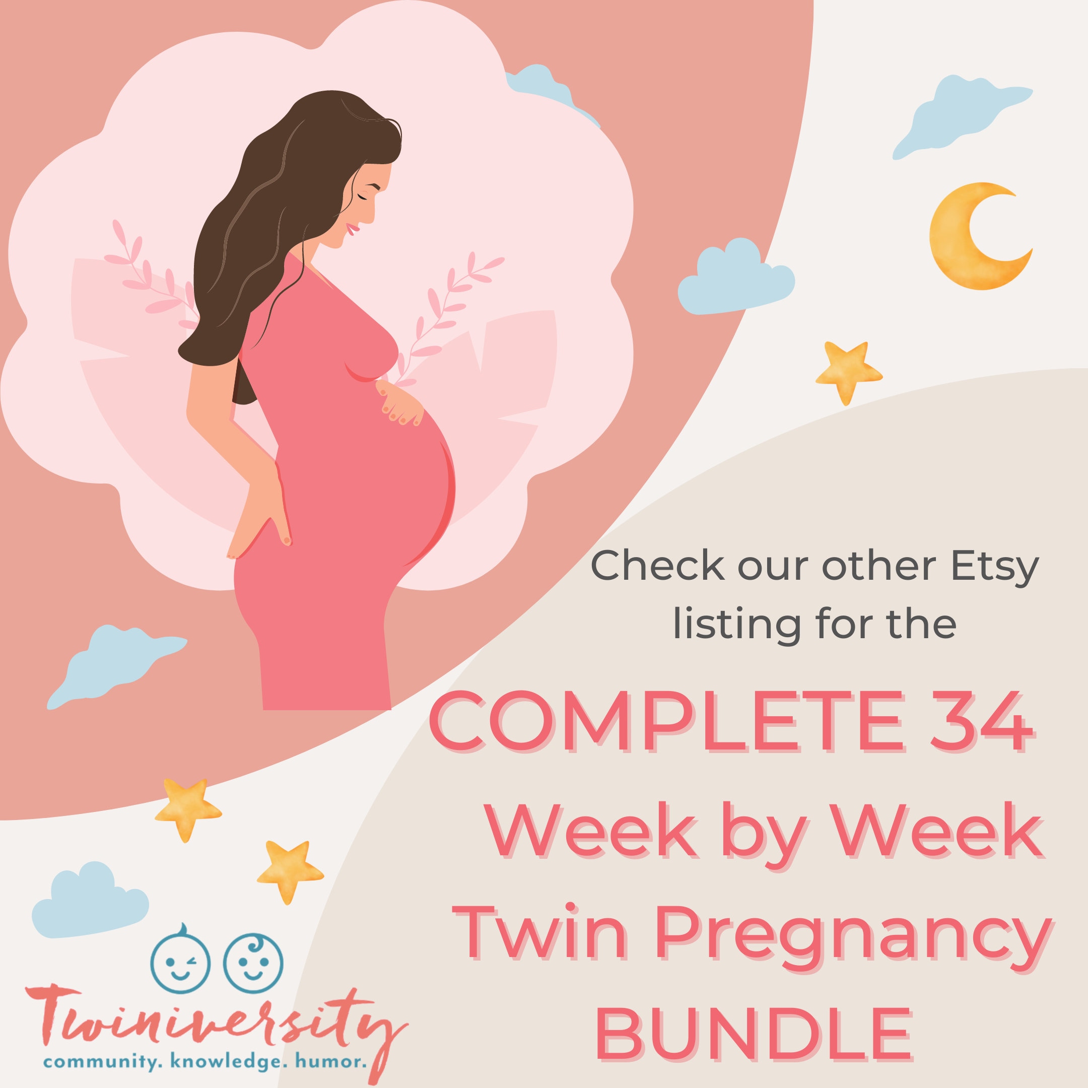 Third Trimester With Twins Weekly Checklist Twin Pregnant Etsy