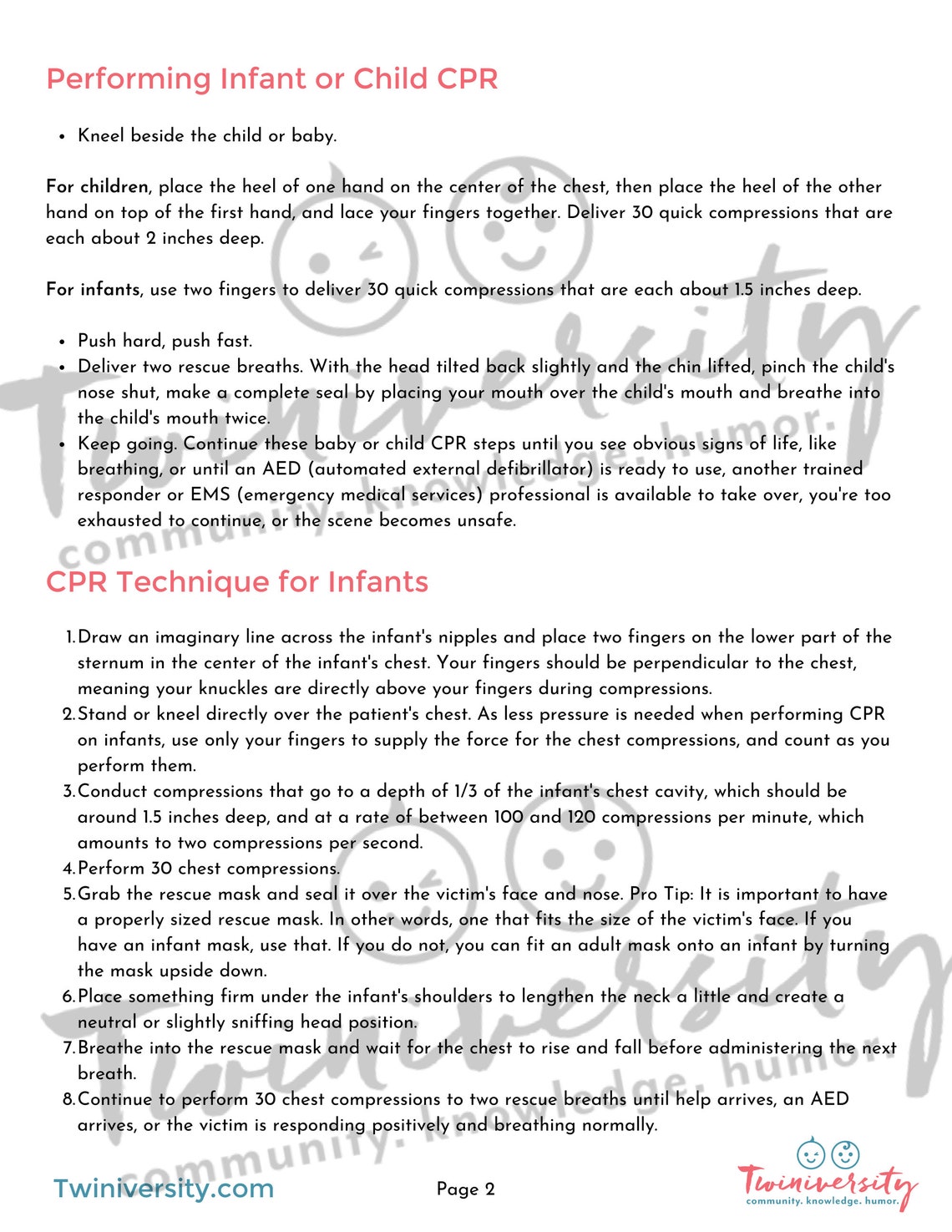 Baby Safety Printables Bundle Infant CPR First Aid, Childproofing, Car