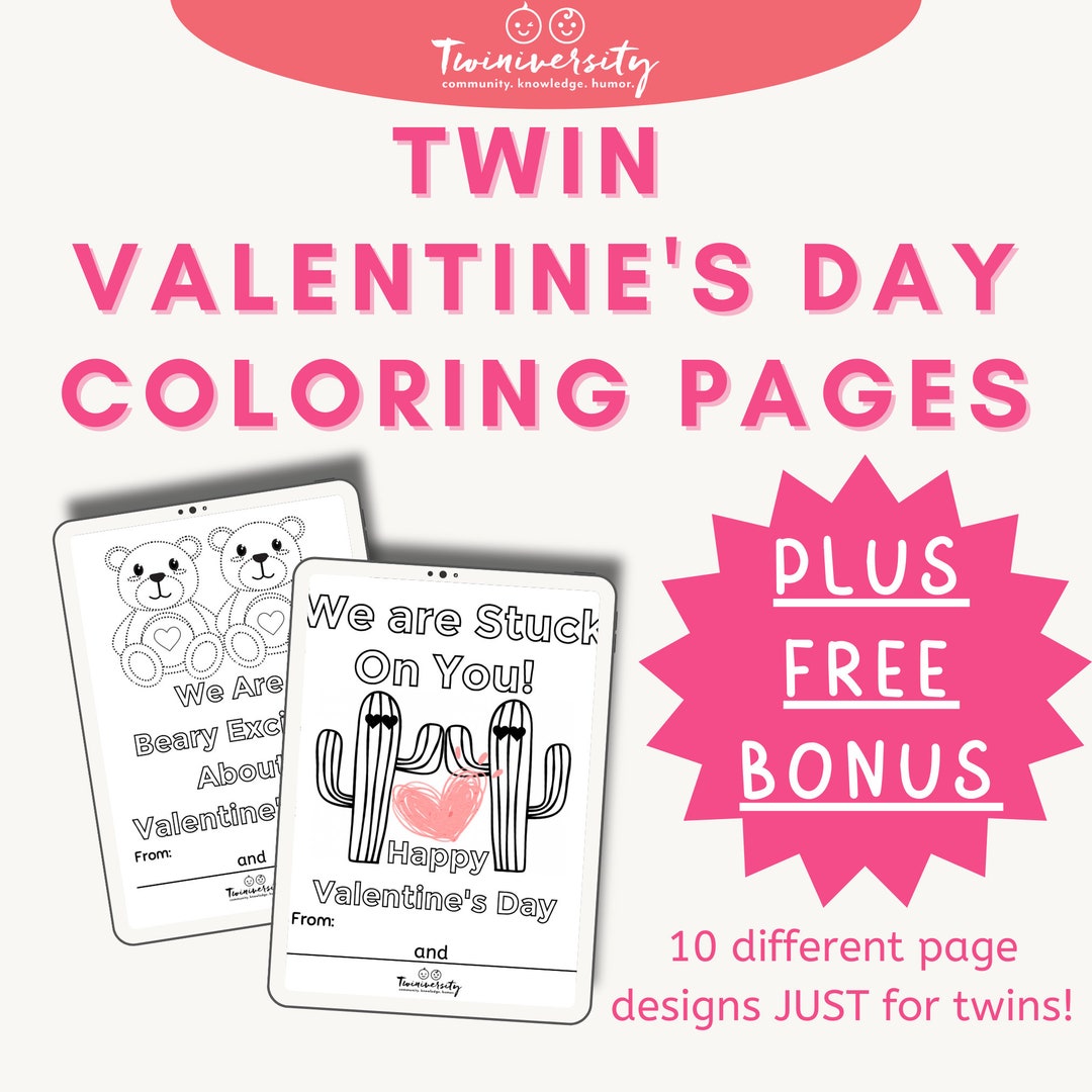 Twin Valentine's Day Coloring Pages - Etsy