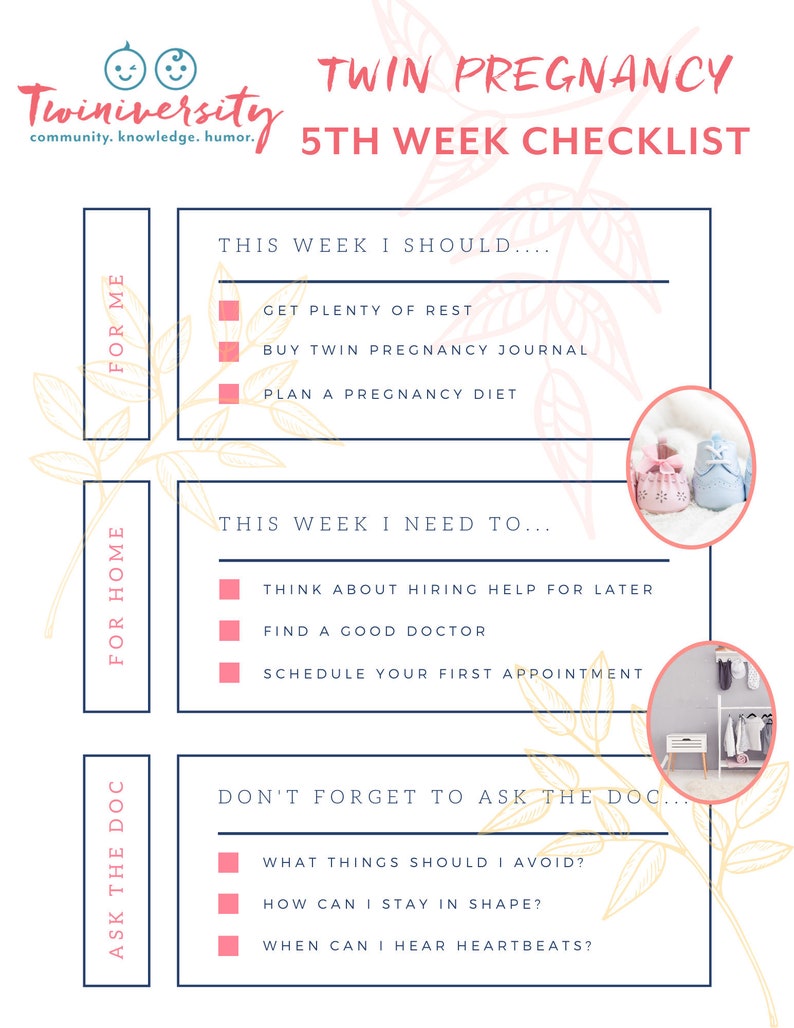 Twin Pregnancy Checklist INSTANT DOWNLOAD 34 pages from 5 weeks pregnant to 38 weeks pregnant image 2