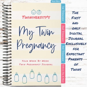 Planificateur de grossesse jumelle Revue NUMÉRIQUE Journal de grossesse Journal de bébé jumeau Attendre le cadeau des jumeaux Livre de bébé numérique Cadeau de maman jumelle image 1