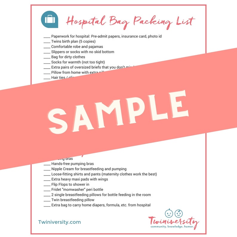 Twin Pregnancy Kit Expecting Twins Checklists, Birth Plan, and other printables for having twins INSTANT DOWNLOAD image 4