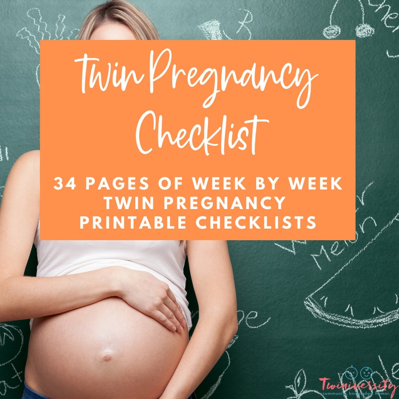 Twin Pregnancy Checklist INSTANT DOWNLOAD 34 pages from 5 weeks pregnant to 38 weeks pregnant image 1