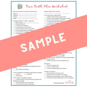 Twins Birth Plan Worksheet Prepare for your twins delivery with a list of birthing options image 2